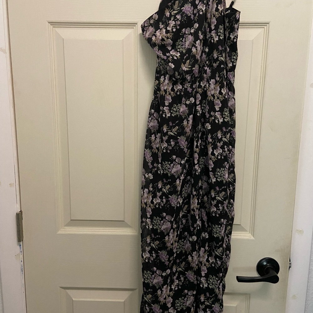 Chic Black and Purple Floral Dress